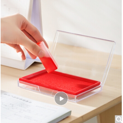 得力(deli)13788mm透明外殼方形快干印臺(tái)印泥 辦公用品 紅色9864