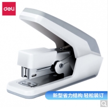 得力(deli)省力結(jié)構(gòu)訂書(shū)機(jī)/裝訂器 一指按壓 適配12#釘 白色0477
