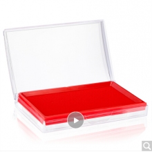 得力(deli)13788mm透明外殼方形快干印臺(tái)印泥 辦公用品 紅色9864