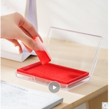 得力(deli)13788mm透明外殼方形快干印臺(tái)印泥 辦公用品 紅色9864